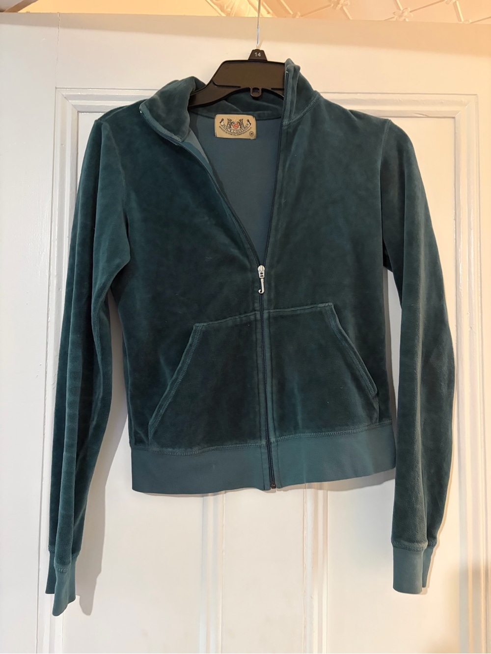 Juicy Couture Teal Velour Zip-Up Hoodie Jacket